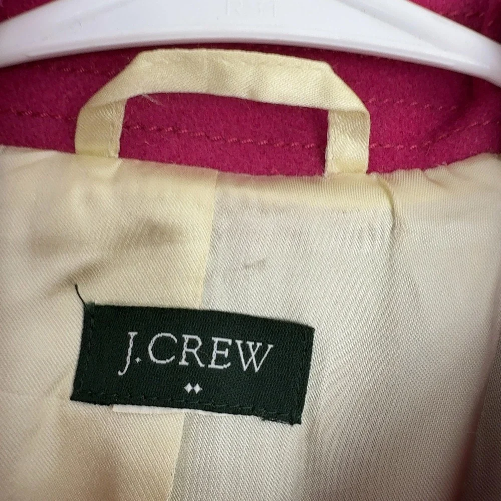 Vintage J Crew Pea Coat Womens M Pink Double Breasted Wool Blend Preppy Classic - Picture 2 of 8